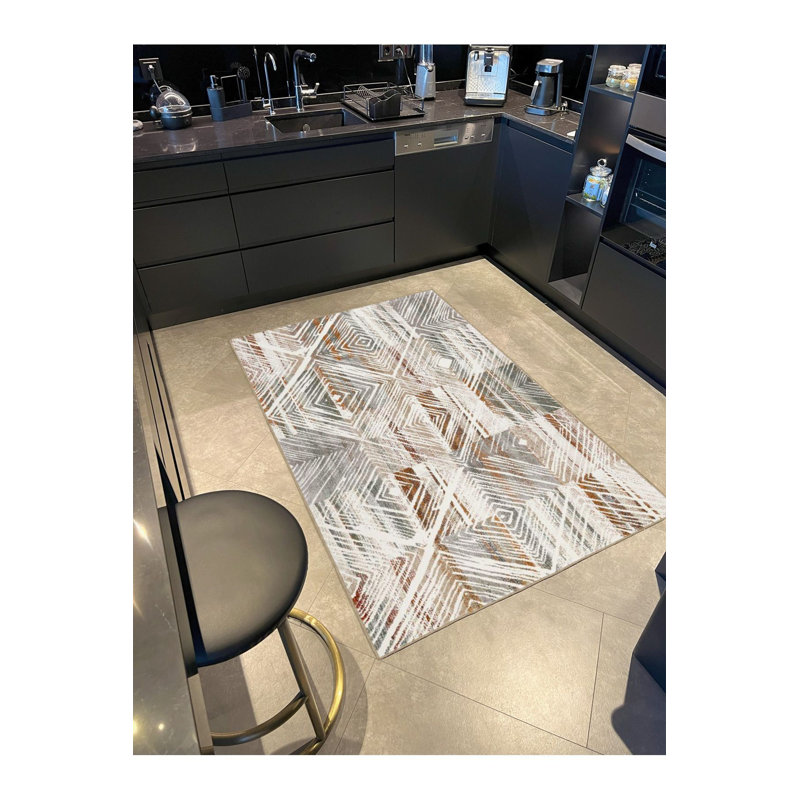 Tapis décoratif à rayures Siesta, Tapis de couloir 4 pi 11 po x 9 pi 10 po inclus