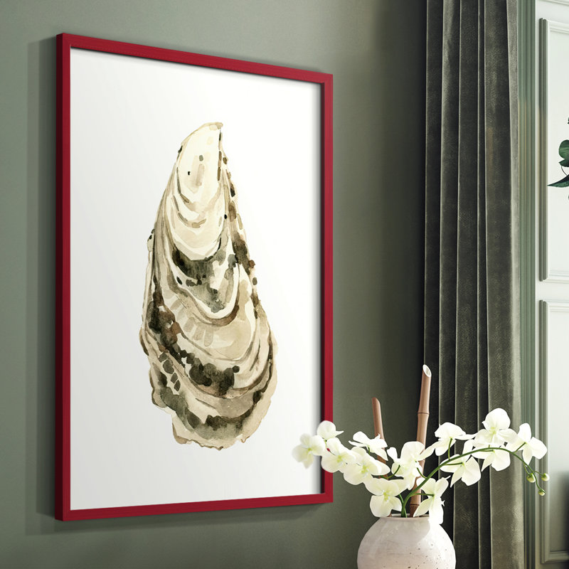 «Neutral Oyster Study III», reproduction encadrée - bois massif, Cadre simple rouge, H 10 po x l 8 po