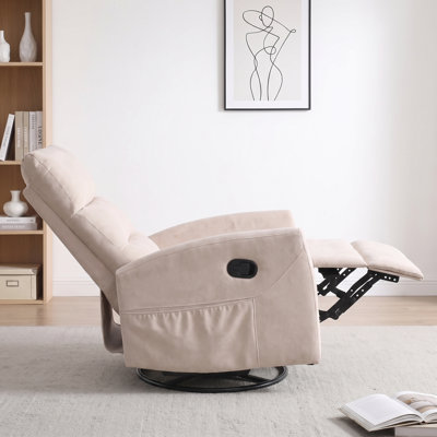 Fauteuil inclinable pivotant à bascule manuel avec inclinaison à 155° et revêtement en tissu
