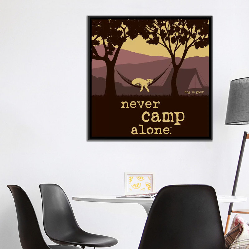 «Never Camp Alone II», impression sur toile, H 37 po x l 37 po x P 1,5 po, Toile avec cadre flottant noir, Pas de tapis