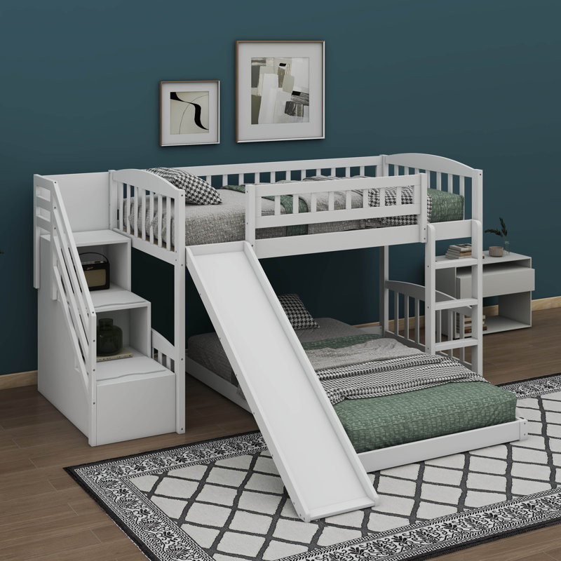 Thrilling Twin Over Twin Bunk Bed Equipped With A Fun Slide