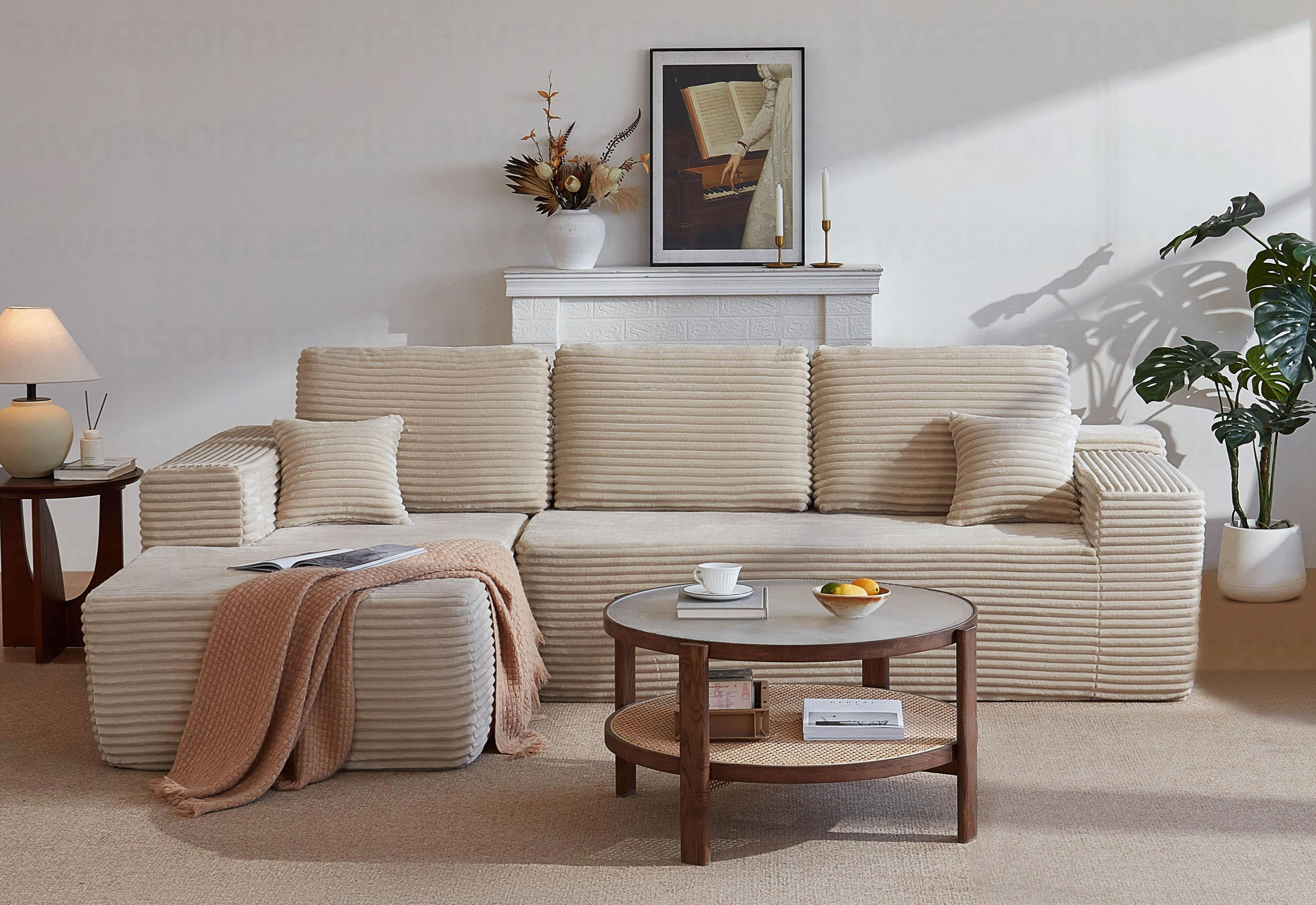 Latitude Run® 104" Cloud Sectional Sofa with L-Shape Chaise and Side ...