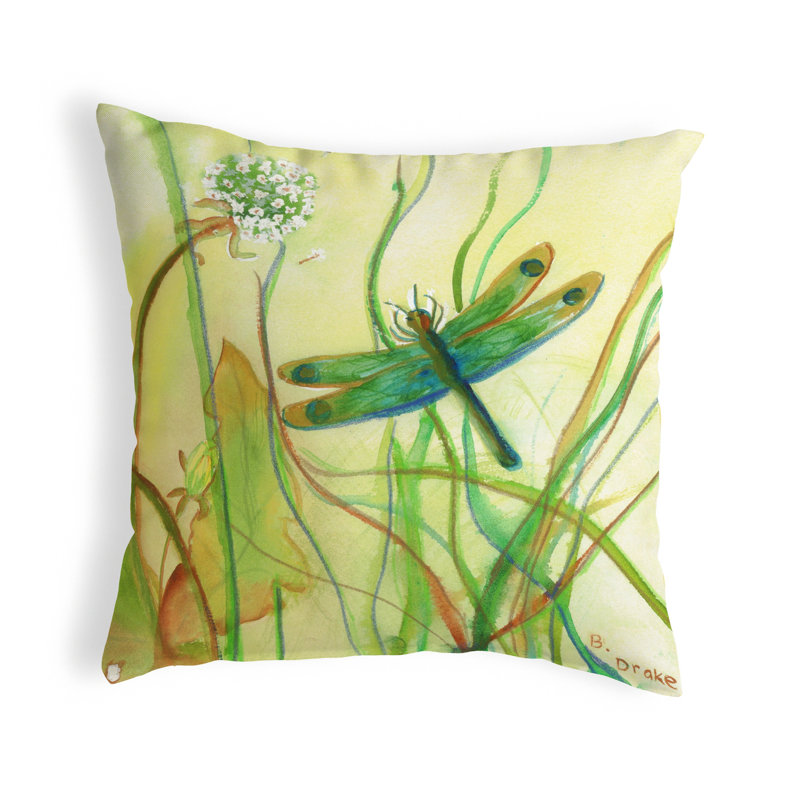 Dragonfly Art Reversible Indoor/Outdoor Throw Pillow