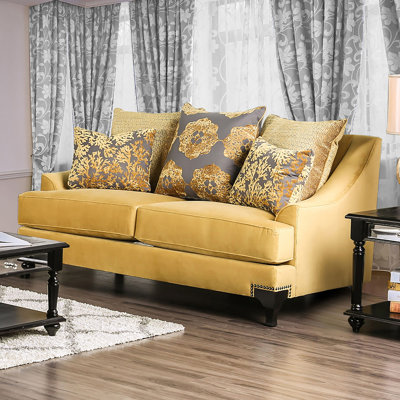Eziya Velvet Recessed Arm Sofa