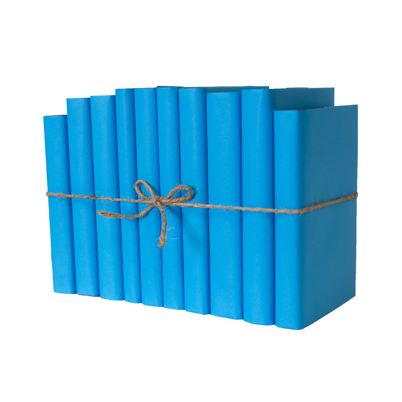 Decorative Books - Sky Paper Wrapped Book Bundle - 1 Foot of Blue Books