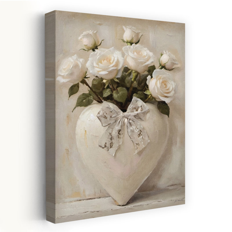 Art abstrait romantique délicat, Heartfelt Roses, H 24 po x l 16 po