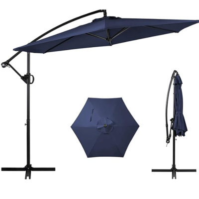 137.8" W Hexagon Cantilever Patio Umbrella with  Lift