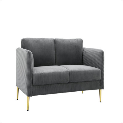 Causeuse moderne en velours côtelé de 60,63 po de largeur, coussins rembourrés moelleux, structure en bois massif, mobilier de salon et d'appartement compact