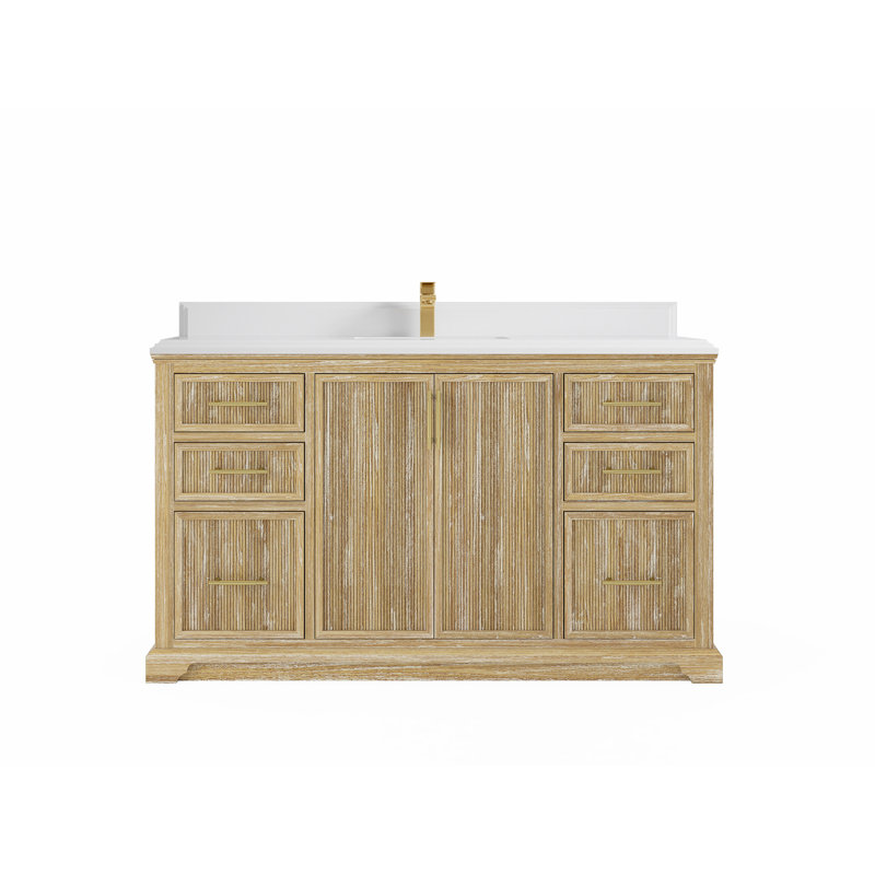 Ensemble de meuble-lavabo simple 60 po Brecht, Quartz blanc