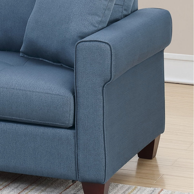 Canapé modulaire réversible en polyfibre capitonné, Tissu bleu