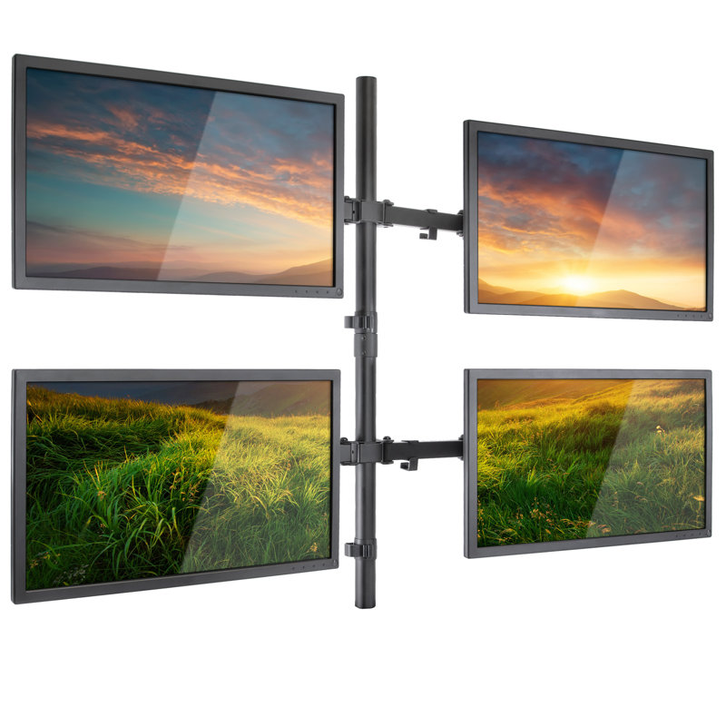 Height Adjustable Universal 4 Screen Desk Mount