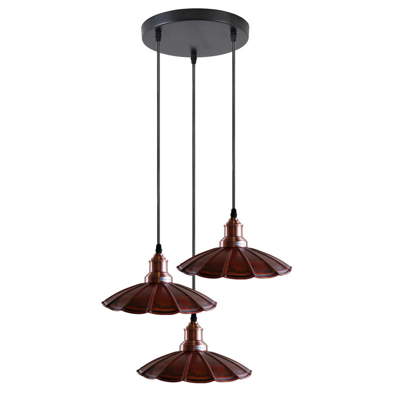 Gary 3 - Light Black Cluster Pendant, Rustic Red