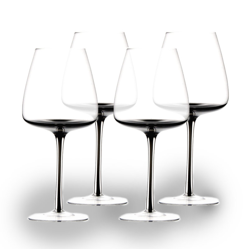 Gem Colored Vien Wine Glass 18 oz, Black/Clear