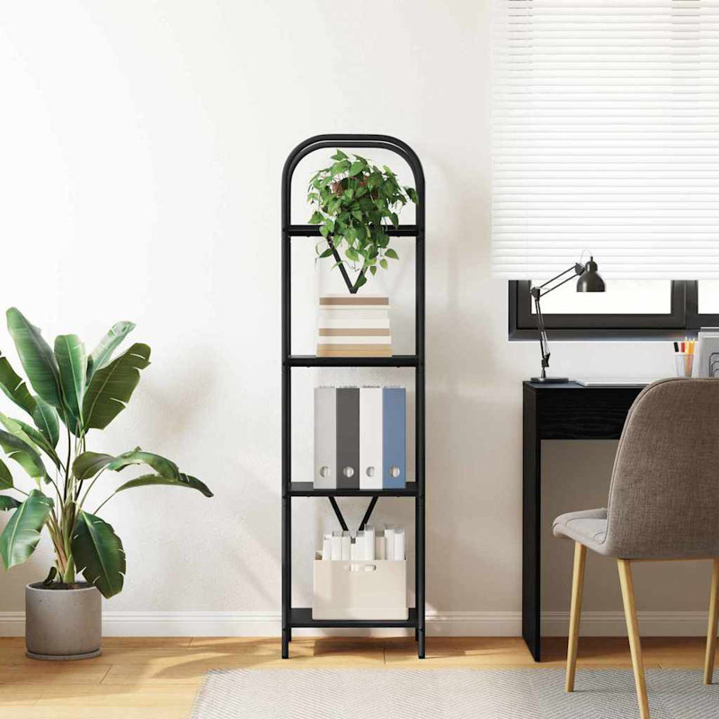 Bookshelf Engineered wood Modern Freestanding Bookshelves Organizer, Black Oak, (4 Shelves) 146cm. H x 40cm. W x 30cm. D