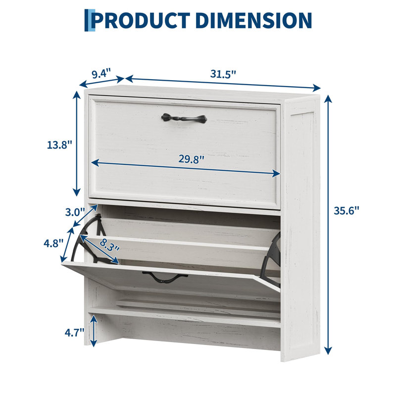 8 Pair Flip Down Shoe Storage, White