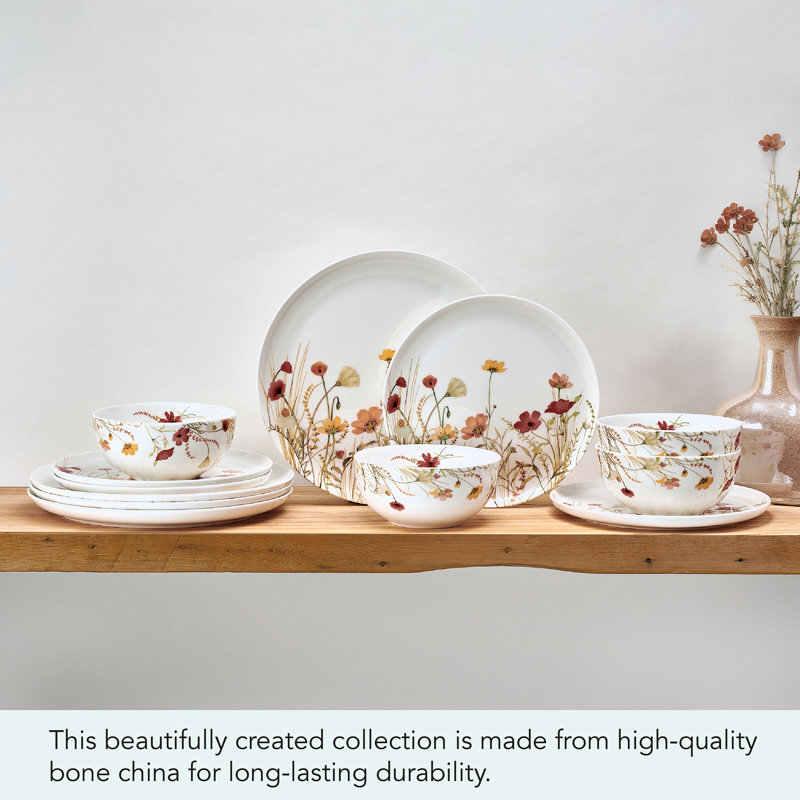 Mikasa Meadow Serenade Dinnerware Set, 12 Piece, Service For 4