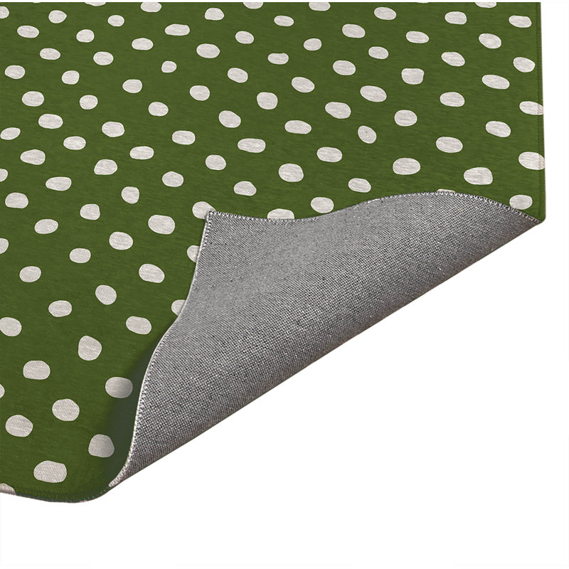Tapis de cuisine Dot Lyfe, Rectangle 3' x 5', Olive Green Dots