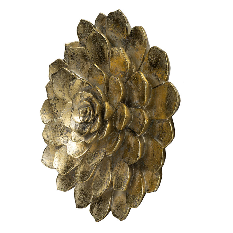 Brilliant Succulent Wall Plaque - 98% Resin, 2% Metal, 10.2x2.4x10.2 Inches, 3.6lbs, Golden Accent For Home And Office Decor Intriguing Finish &
