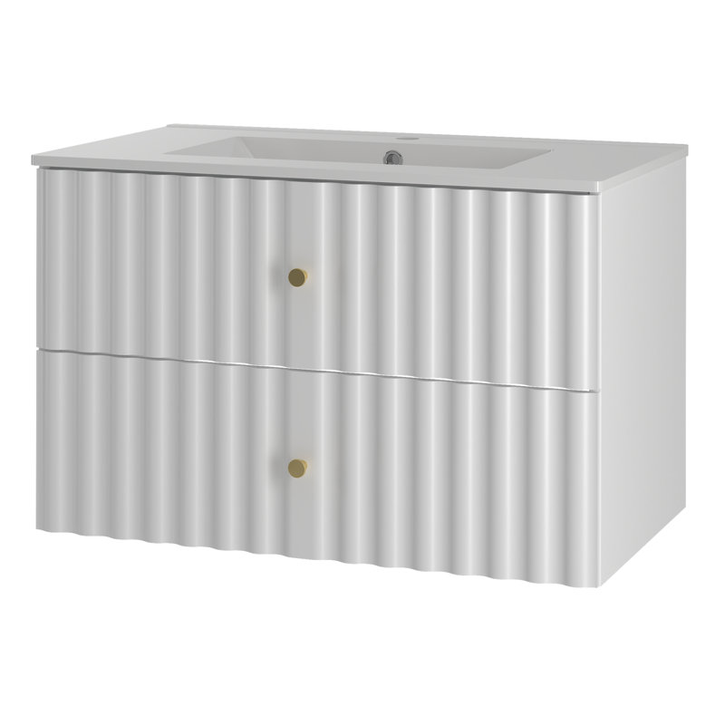 Annalouise Wall Mounted Required Bathroom Storage Furniture Set, White
