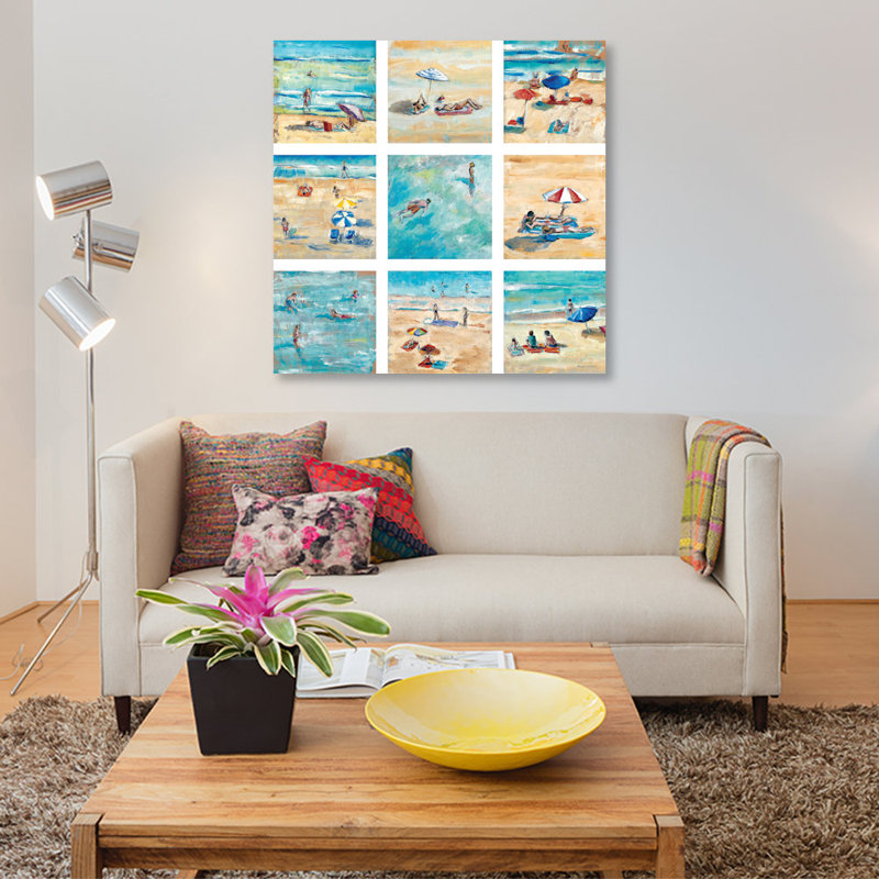 «A Day at the Beach», reproduction sur toile, H 37 po x l 37 po x P 1,5 po, Toile tendue, Pas de tapis