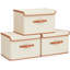 Boîte de rangement 3 pièces avec couvercle Boîte de rangement pliable avec couvercle et poignées en cuir de polyuréthane-930948224