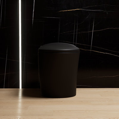 Starry Night Light Smart Toilet With Built-In Bidet, Modern Bathroom Design, Auto Open/Close Seat, Foot Sensor, LED Display, Warm Water And Dryer, Matte Black.