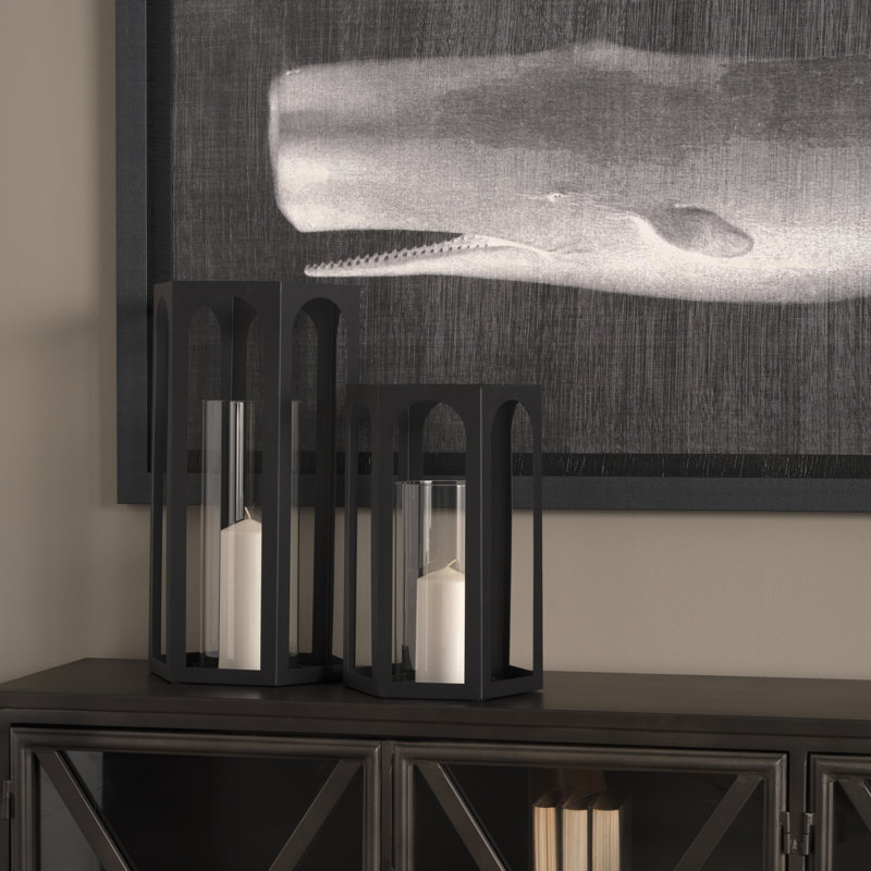 2 Piece Tabletop Lantern Set with Candle Included