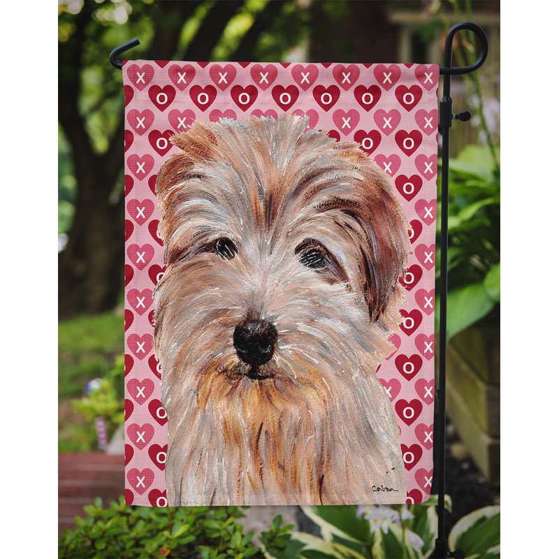 Drapeau de jardin à 2 côtés Avariella Cooper Love and Hearts, Norfolk Terrier (brun et gris)