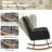 Modern Tufted Teddy Fleece Rocking Chair with Side Pocket, Glider Chair for Nursery & Living Room, Comfy Upholstered Rocker with Wood Sled Base& Metal Frame( Dark Green)-834800443