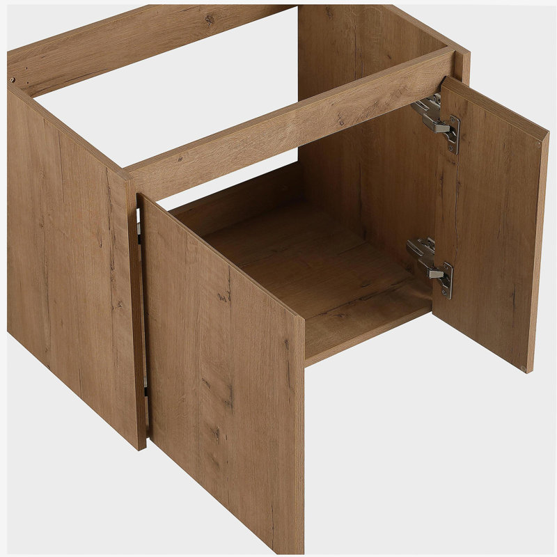 Armoire de salle de bain 24 po avec lavabo, portes et fixation flottante pour petite salle de bain, Imitation chêne, 24"