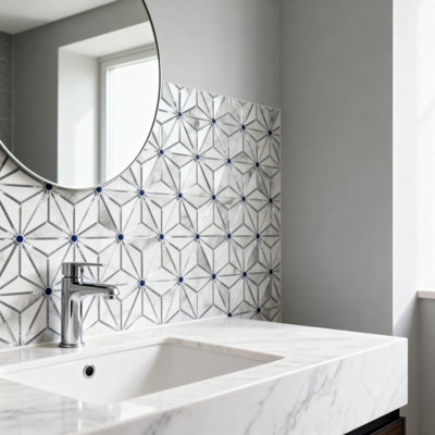 Art Deco 6" x 7" Glass Mosaic Tile