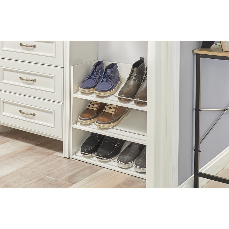 White Stackable 3-Shelf Wood Shoe Organizer