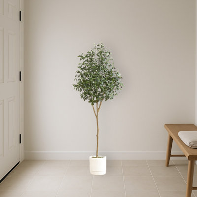 Artificial Olive Tree with White Decorative Planter