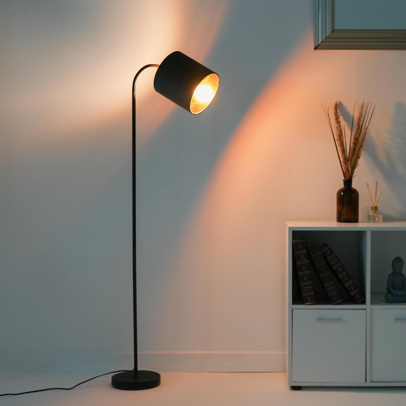 Giovoni 173cm Black Arched Floor Lamp, Grey