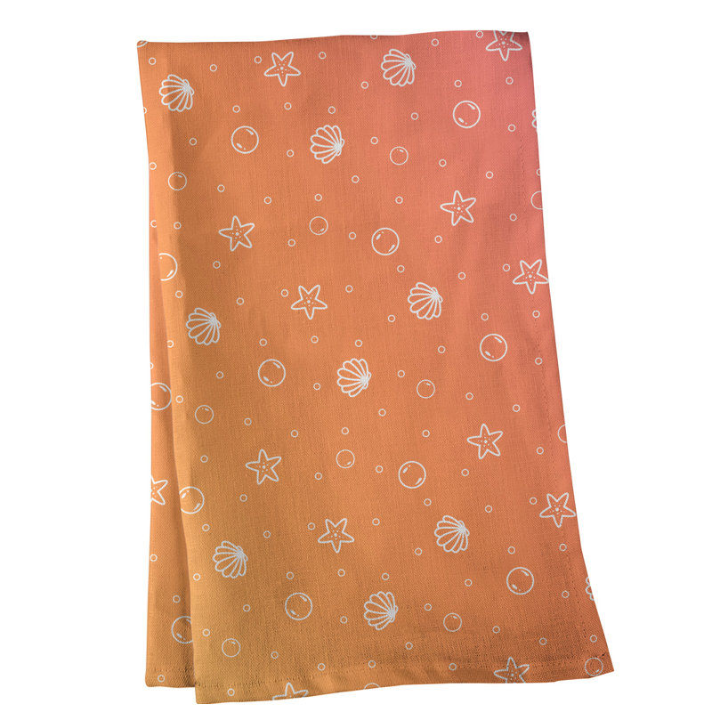 Serviette à thé à motif coquillage, Sergé de coton, Orange
