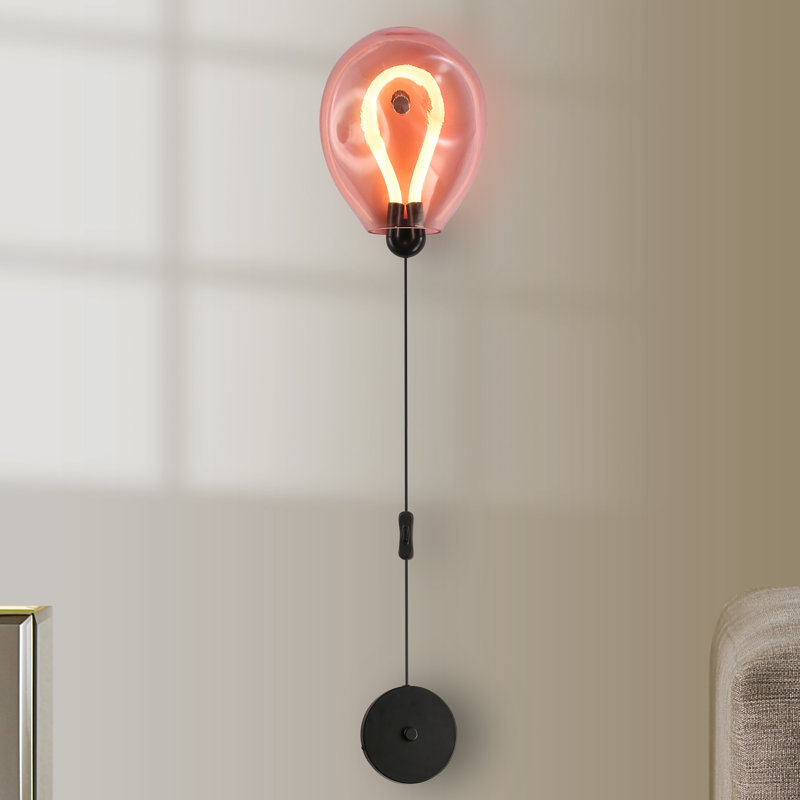 Modern Colorful Balloon Glass Led Wall Sconce Fixtures For Bedroom, Pink