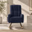 Ensemble chaise berçante et repose-pieds en tissu Teddy bleu foncé, fauteuil d'allaitement à oreilles avec poche de rangement