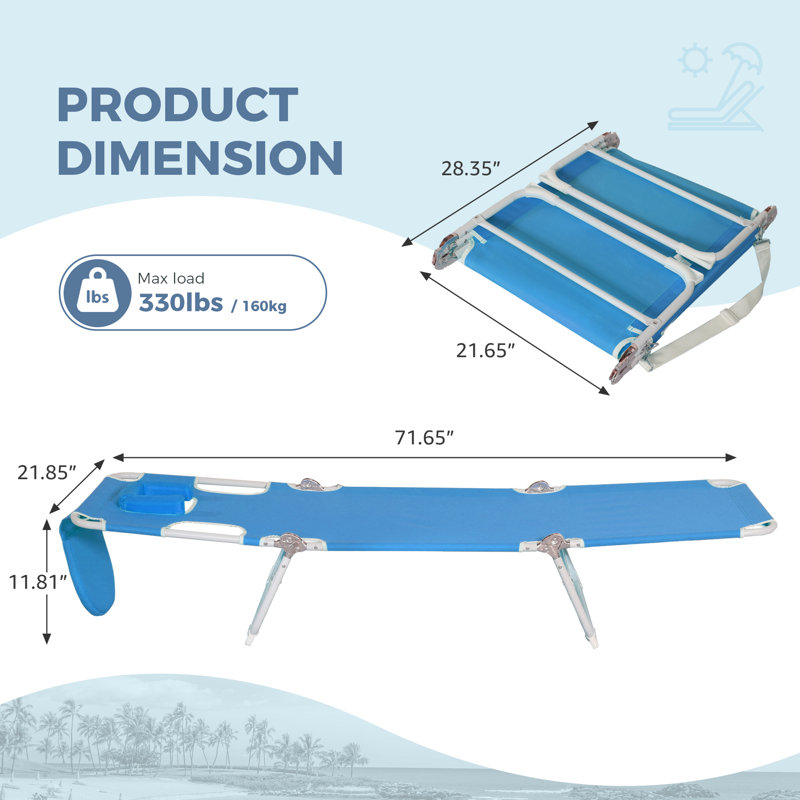 Chaise longue pliante portative Beach Beach, Bleu
