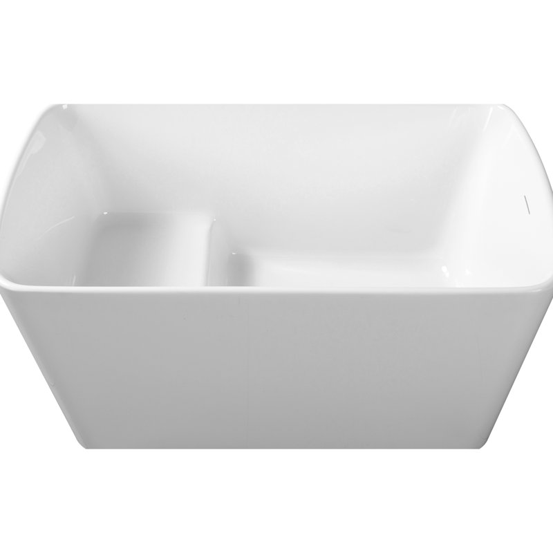 49'' Acrylic Freestanding Soaking Tub, Japanese Style, Overflow, Glossy Finish, Seated Design For Recovery Pop - Up Drain, Relaxation