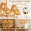 Lustre bohème en rotin doré à 6 lumières, suspension imposante de 95 cm (37,4 po) avec hauteur réglable-307641186