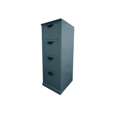 Fluted Solid Wood 4 Drawer File Cabinet