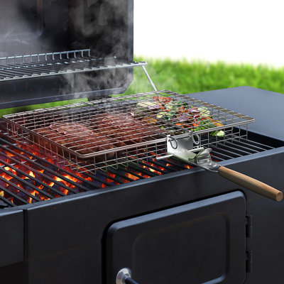 Sorbus Stainless Steel Large Barbecue Folding Grilling Basket With Removable Handles - Set Of 2