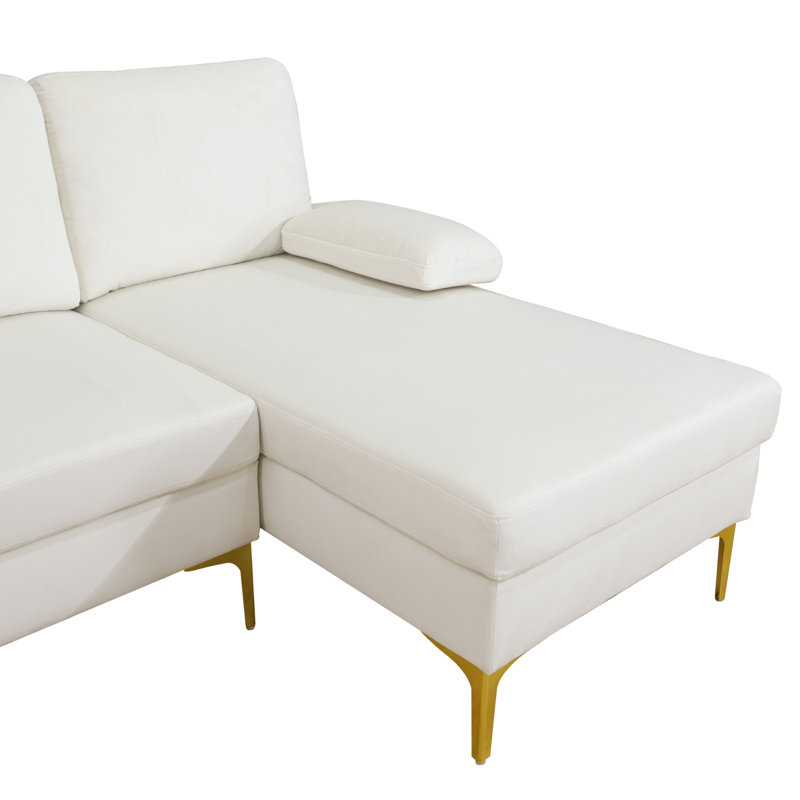 Seare Upholstered U-Shaped Sectional Symmetrical, Beige Velvet