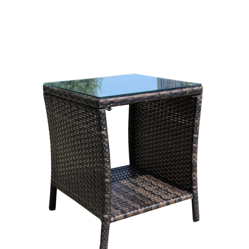 Patio Furniture Coffee Table With Clear Tempered Glass - Brown , Weather , Assemble In Water Easy Assembly Required Now