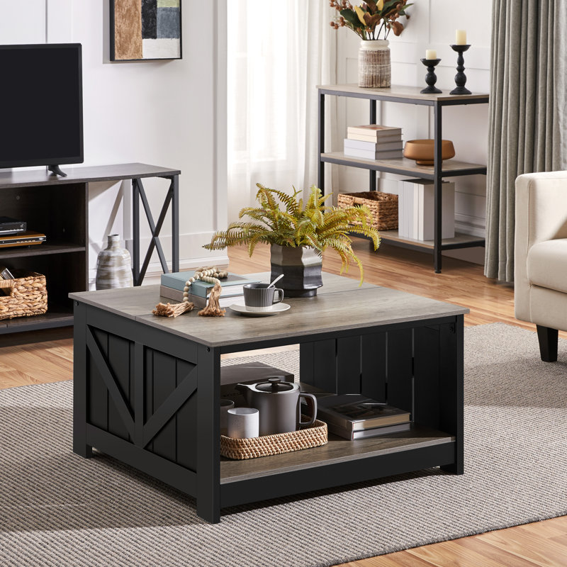 Farm House 4 Legs Coffee Table, Centre Table for Living Room with Storage