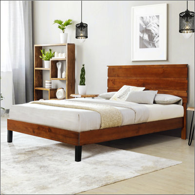 Mid-Century Modern Solid Wood Bed Frame Queen Size Platform Bed With Three-Piece Headboard Design -  Loon Peak®, DA8039ED7DA24F059C369E29FBBA9F4F