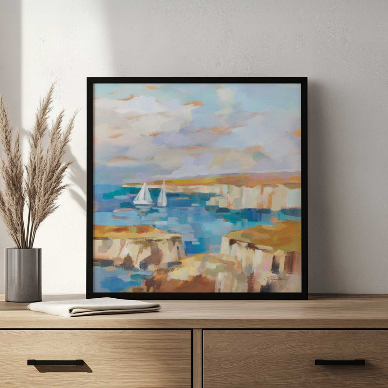 «Cape Kaliakra» par Silvia Vassileva, reproduction d'art, H 12 po x l 12 po, Doré