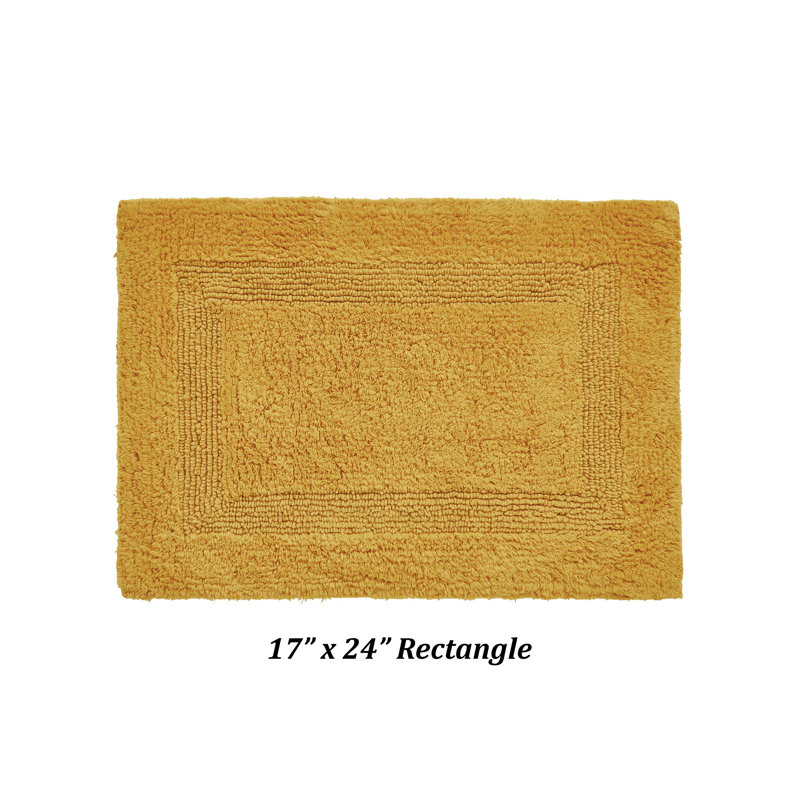 Rozanne Reversible Cotton Bath Rug, Yellow, 17" x 24" Rectangle