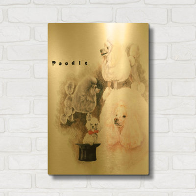 'Poodle 2' By Barbara Keith Gold Metal Wall Art, 16" x 24"