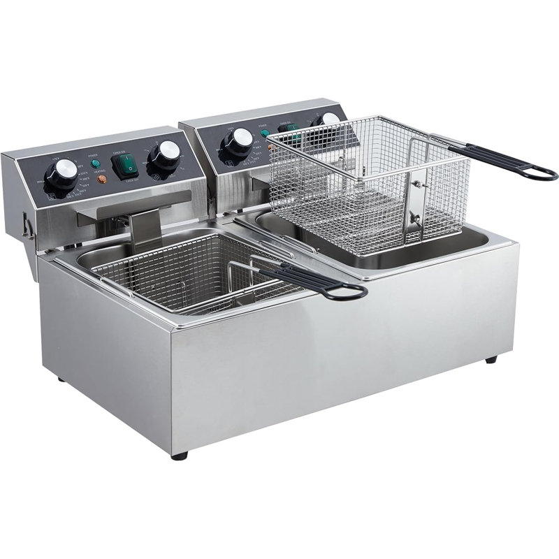 Electric Deep Fryer, 6L Tank Stainless Steel Deep Fryer With Frying Basket & Lid, Temperature Control, Countertop Single Tank Fryers for Home Kitchen
